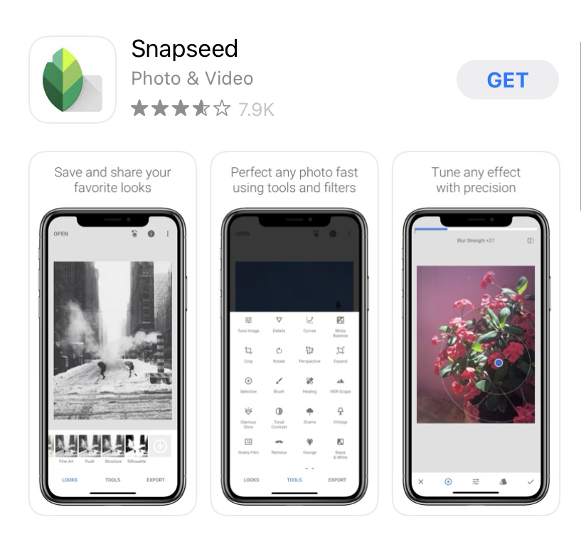 Snapseed App Store Listing